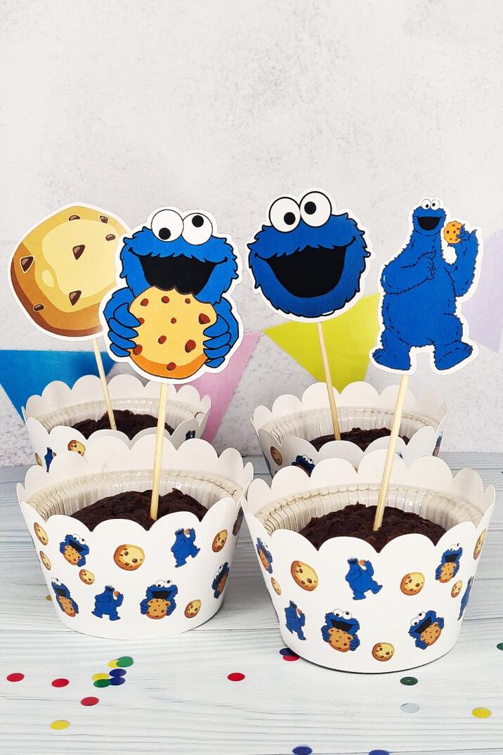Kurabiye Canavarı Konsept Kürdan Süsleri Cupcake Süsleri Lüks Büyük Boy 10lu Paket - 1