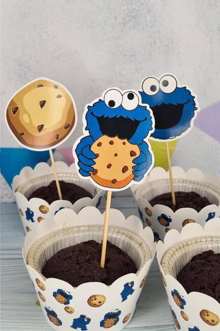 Kurabiye Canavarı Konsept Kürdan Süsleri Cupcake Süsleri Lüks Büyük Boy 10lu Paket - 2