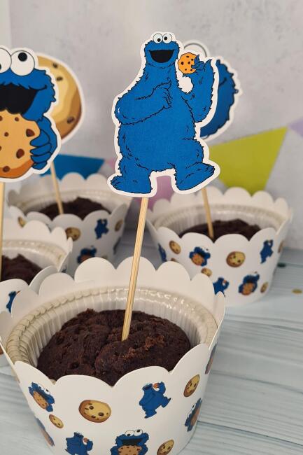 Kurabiye Canavarı Konsept Kürdan Süsleri Cupcake Süsleri Lüks Büyük Boy 10lu Paket - 3