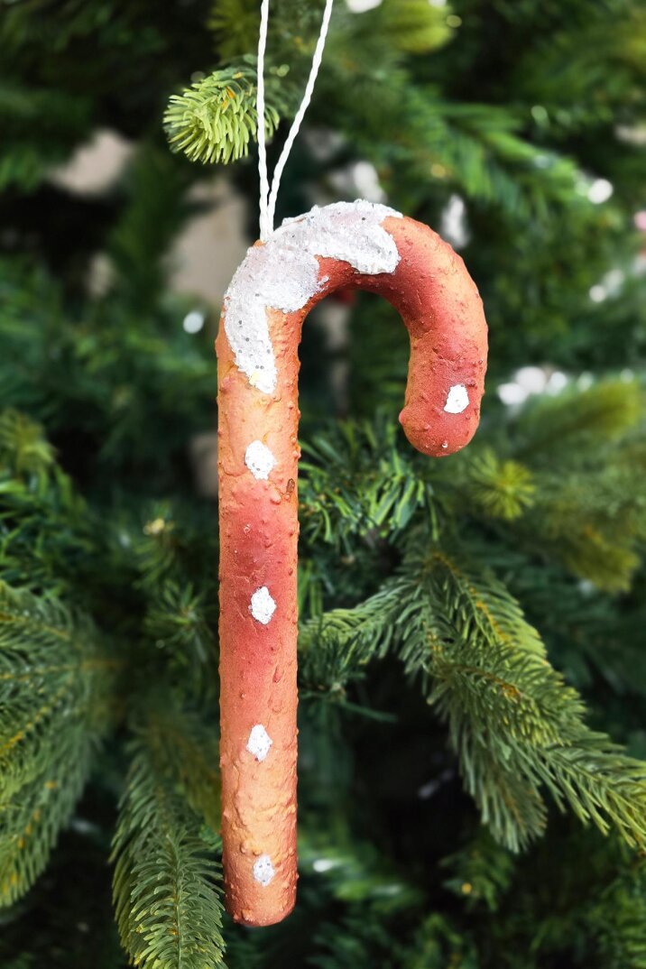 Kurabiye Görünümlü Gerçekçi Baston Şeker Yılbaşı Ağaç Süsü 20cm - 1
