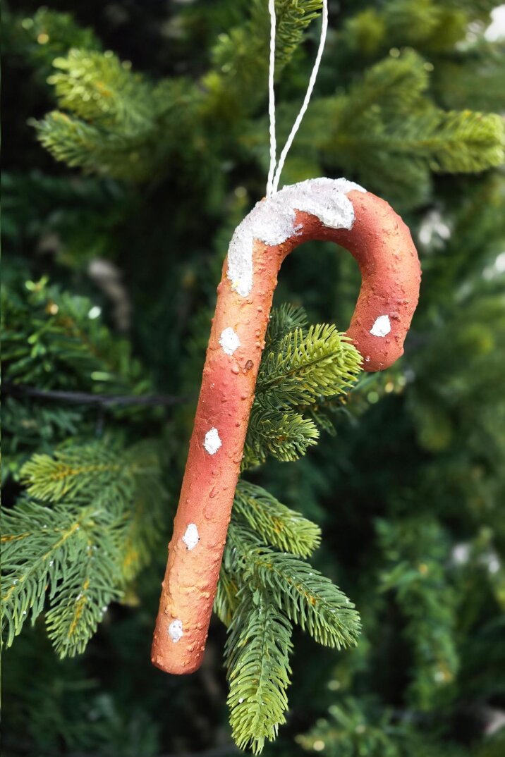 Kurabiye Görünümlü Gerçekçi Baston Şeker Yılbaşı Ağaç Süsü 20cm - 2
