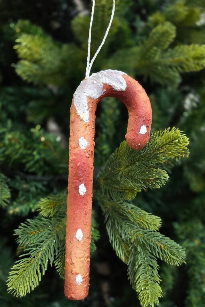 Kurabiye Görünümlü Gerçekçi Baston Şeker Yılbaşı Ağaç Süsü 20cm - 3