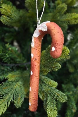 Kurabiye Görünümlü Gerçekçi Baston Şeker Yılbaşı Ağaç Süsü 20cm - 4