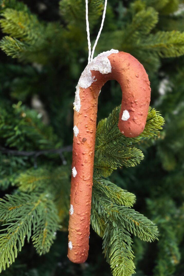 Kurabiye Görünümlü Gerçekçi Baston Şeker Yılbaşı Ağaç Süsü 20cm - 4