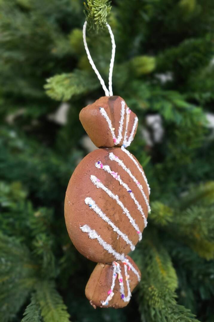 Kurabiye Görünümlü Gerçekçi Şeker Paketi Şeklinde Yılbaşı Ağaç Süsü 18cm - 6