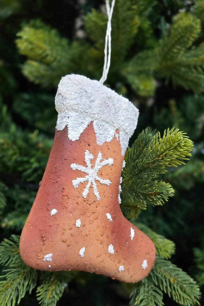 Kurabiye Görünümlü Gerçekçi Yılbaşı Çorabı Şeklinde Yılbaşı Ağaç Süsü 16cm - 3