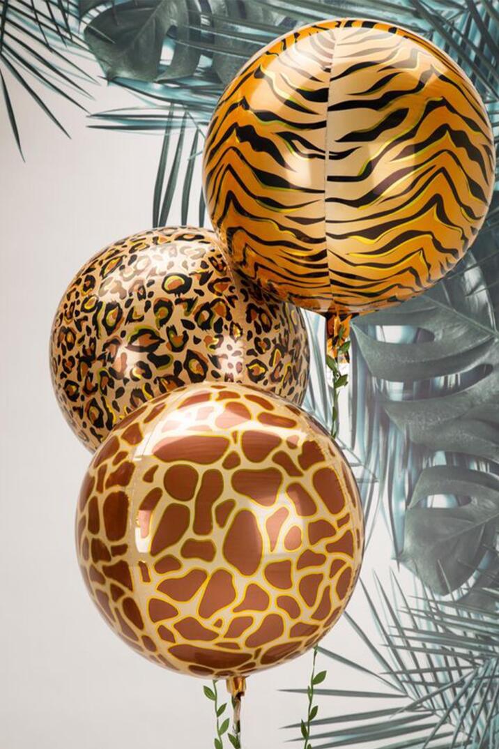 Küre Kaplan Desen Folyo Balon 4D Büyük Boy 55cm - 2