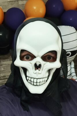 Kuru Kafa Maskesi Cadılar Bayramı Halloween Maskesi Korkunç İskelet Kurukafa Tüllü Maske - 2