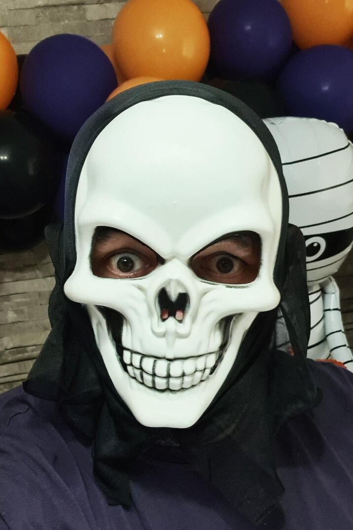 Kuru Kafa Maskesi Cadılar Bayramı Halloween Maskesi Korkunç İskelet Kurukafa Tüllü Maske - 2