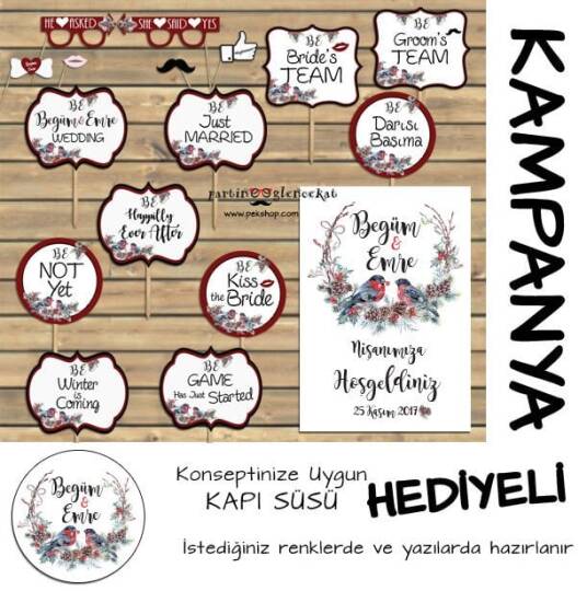 Kuşlu Kozalaklı Kış Konsept 2li Kampanyalı Paket