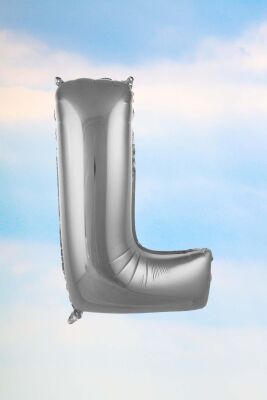 L Harfi Gümüş Folyo Balon 100 cm 40 inç 1 Metre Silver - 1