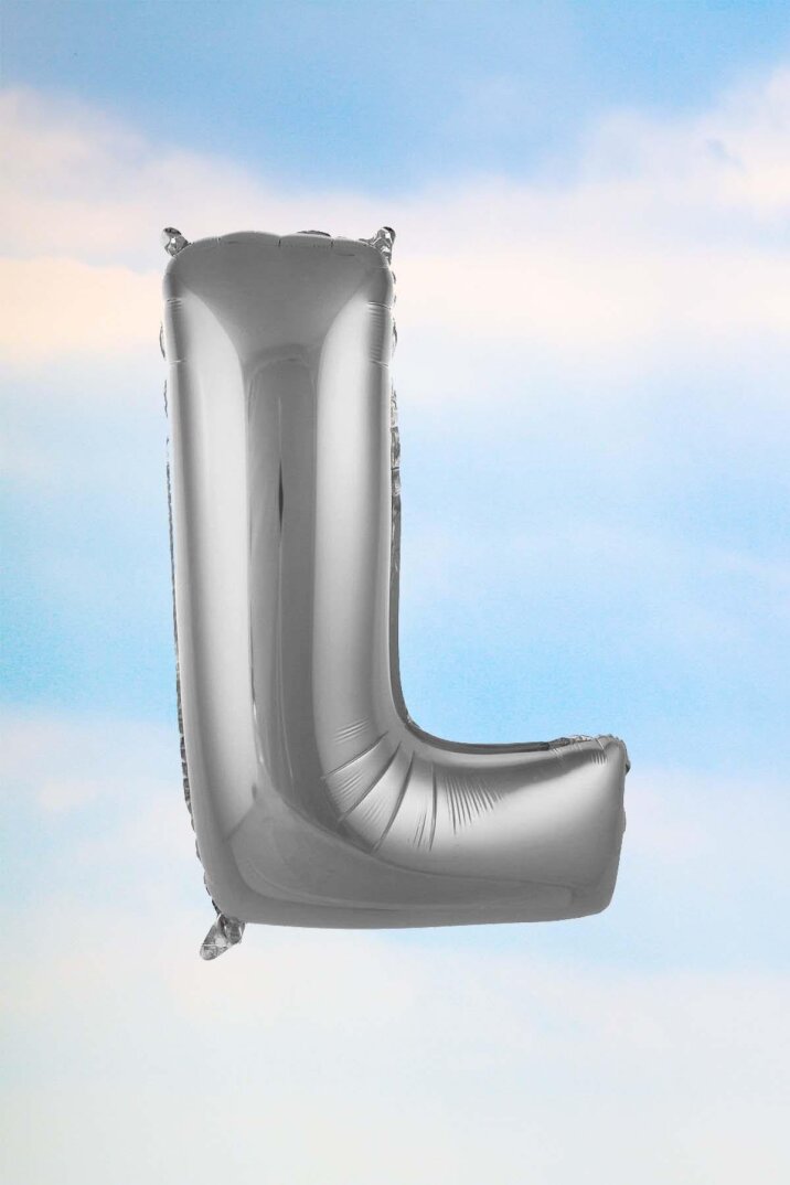 L Harfi Gümüş Folyo Balon 100 cm 40 inç 1 Metre Silver - 1