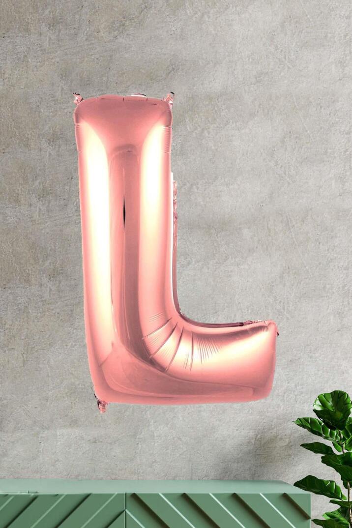 L Harfi Rose Gold Folyo Balon 100 cm 40 inç 1 Metre Baş Harf Balon - 1