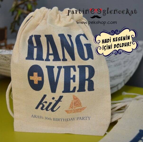 Lacivert - Gold Konsept Kişiye Özel Baskılı Hangover Kit Kesesi - 1