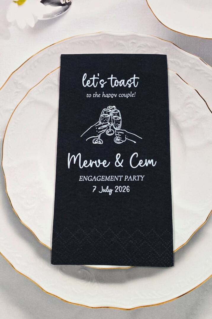Let's Toast Konsept Kişiye Özel Siyah Peçete - 1