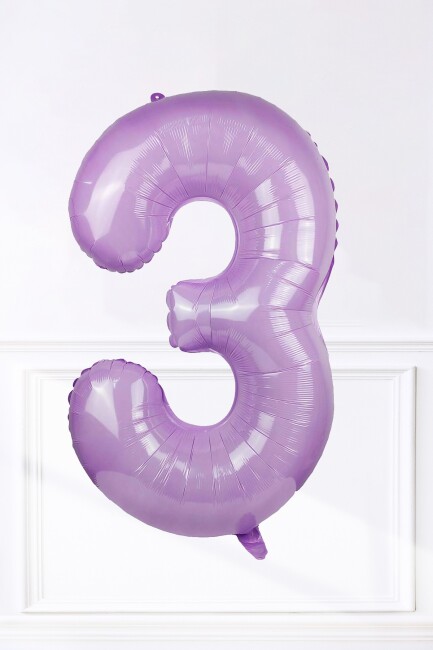 Lila Rakam Folyo Balon Lila Yaş Balonu - 7