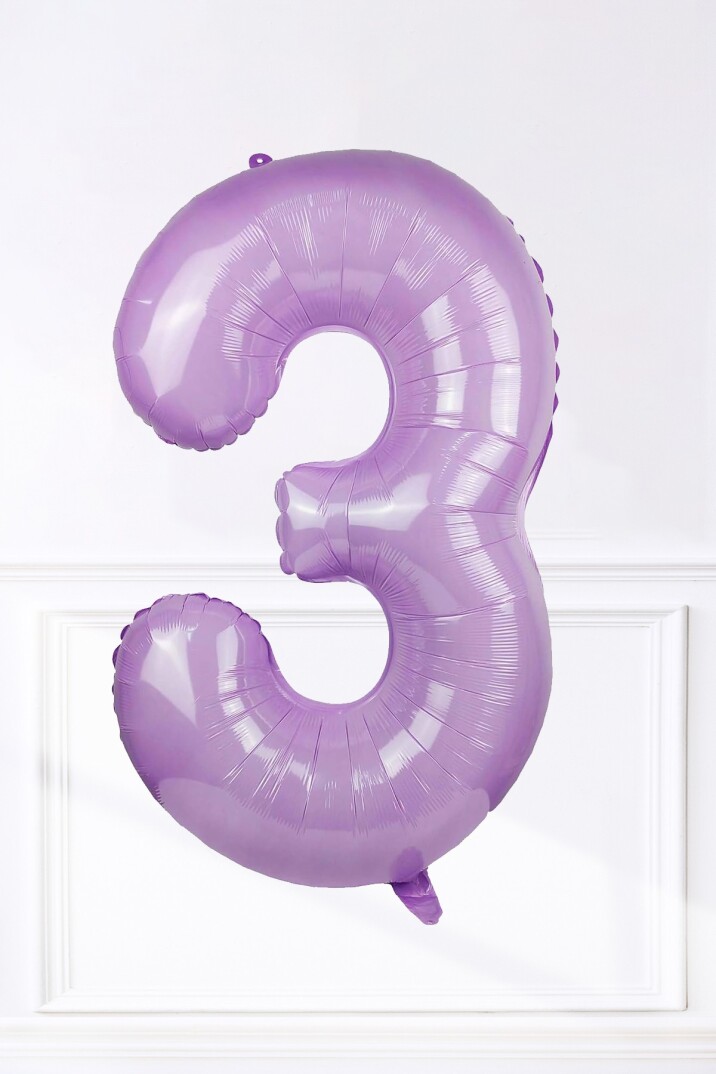 Lila Rakam Folyo Balon Lila Yaş Balonu - 7
