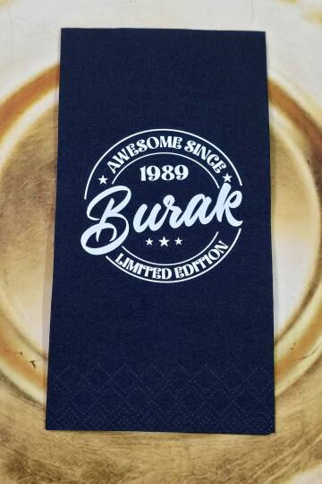 Limited Edition Konsept Baskılı Siyah Peçete - 2