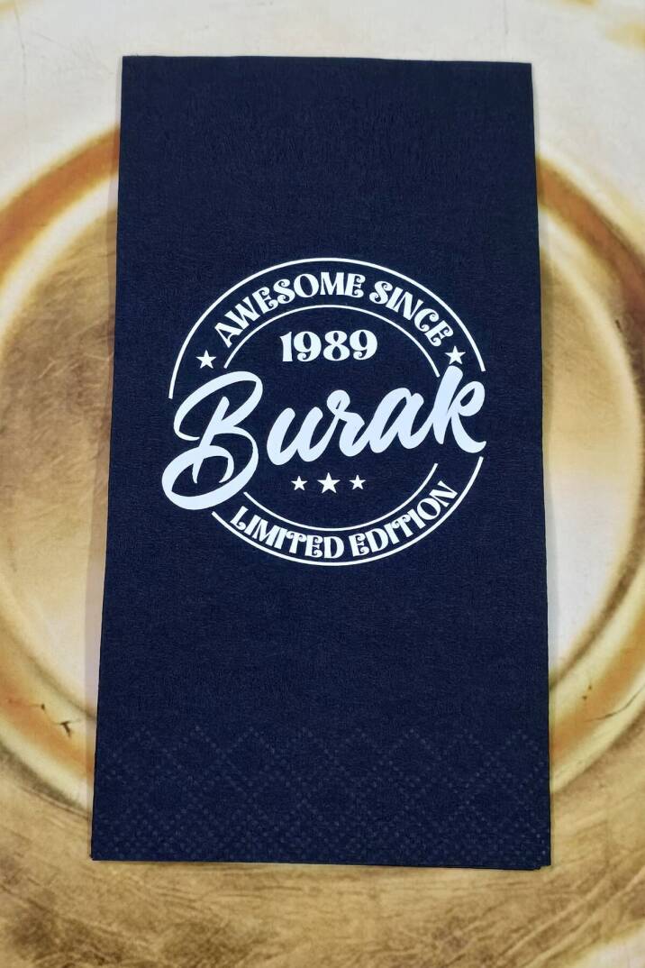 Limited Edition Konsept Baskılı Siyah Peçete - 2