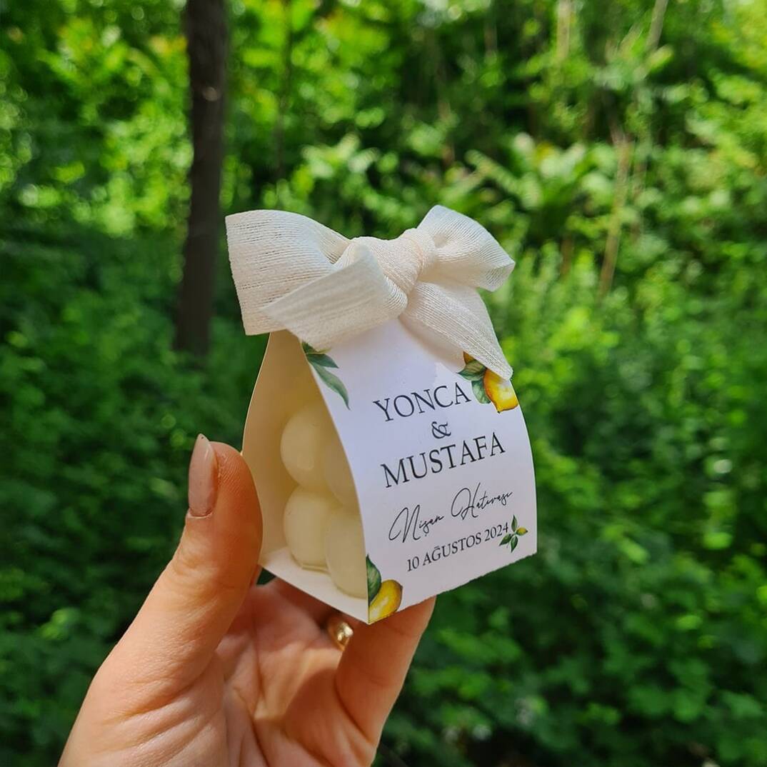 Limon Bahçesi Konsept Özel Kesim Kutulu Bubble Mum Hediyelik - 2