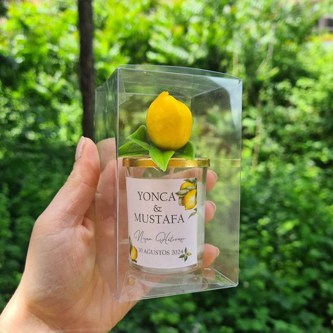 Limon Bahçesi Yapay Çiçek Süslemeli Konsept Mum Hediyelik - 6