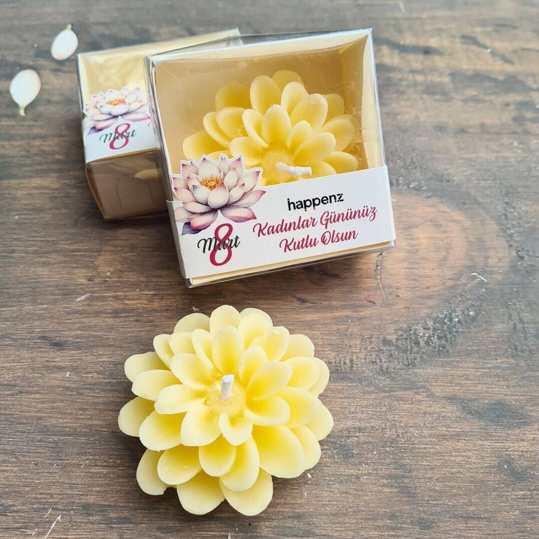 Lotus Mum Özel Kesim Kutulu Sarı Renk Kadınlar Günü Hediyesi - 1