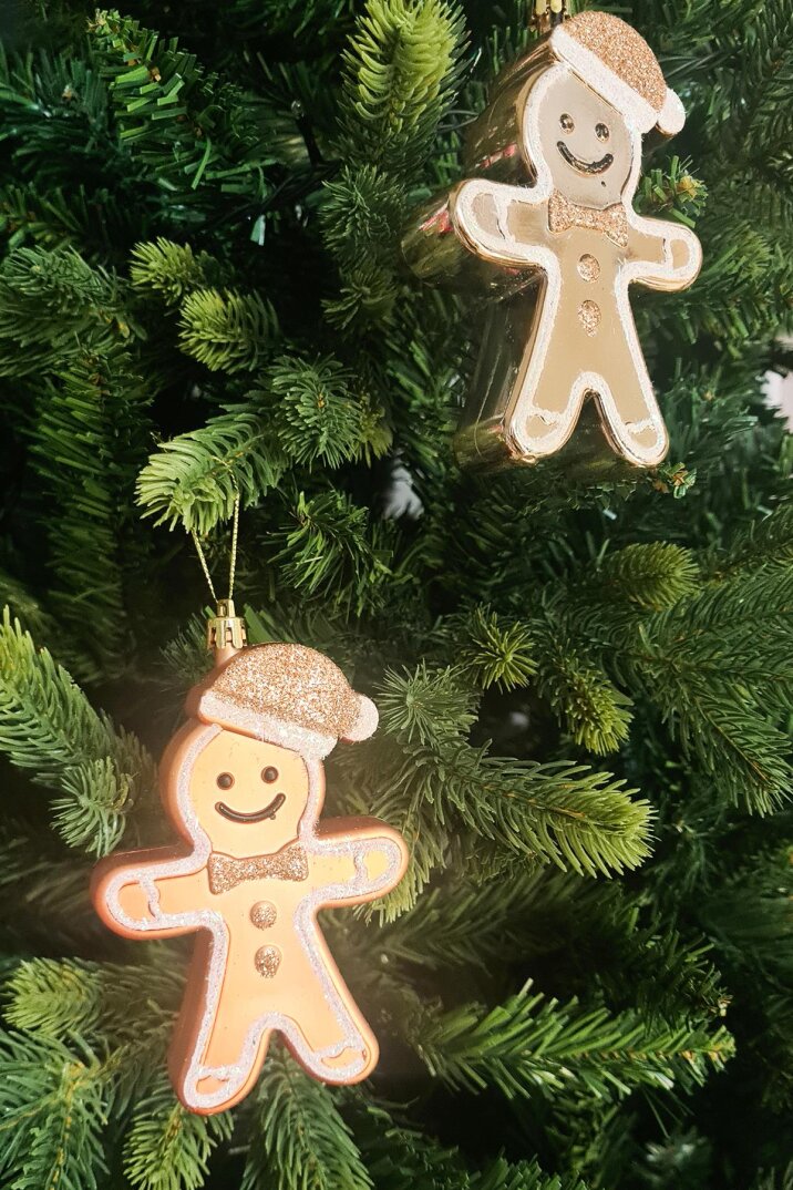 Lüks Kurabiye Adam Gingerbread Gold Parlak Kalın Ağaç Süsleri 2 'li - 1