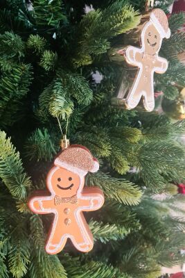 Lüks Kurabiye Adam Gingerbread Gold Parlak Kalın Ağaç Süsleri 2 'li - 2