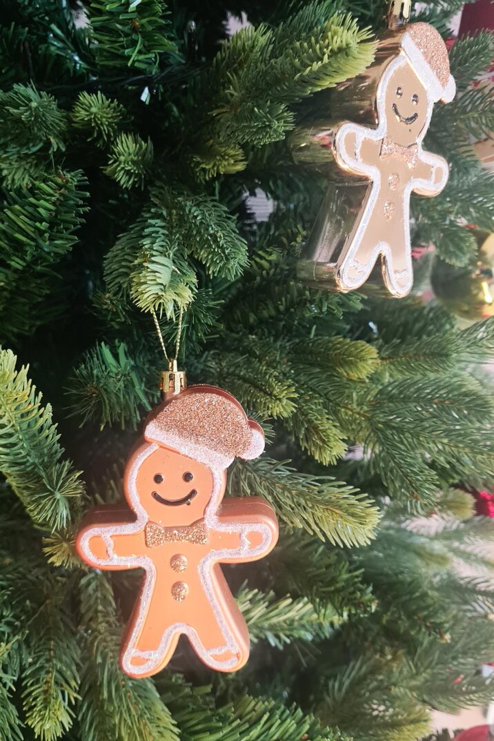 Lüks Kurabiye Adam Gingerbread Gold Parlak Kalın Ağaç Süsleri 2 'li - 2