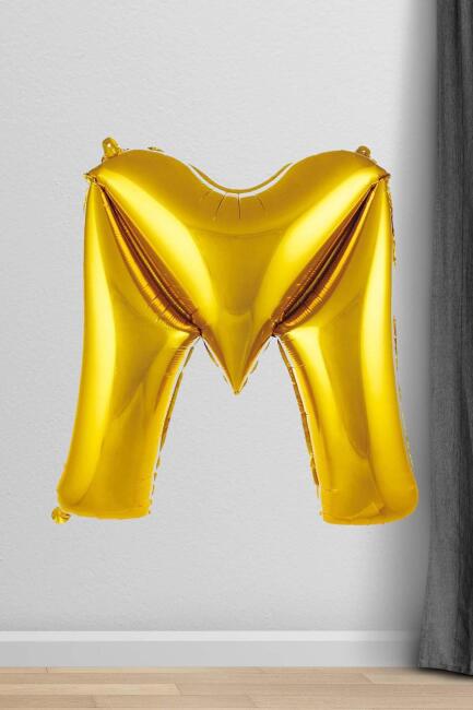 M Harfi Folyo Balon Gold 100 cm 40 inç 1 Metre Altın - 1