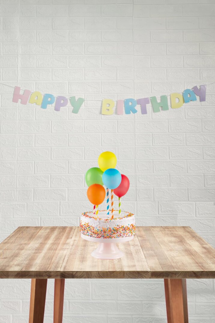 Makaron Renkler Happy Birthday Banner Büyük Harfler Doğum Günü Duvar Süsü - 1