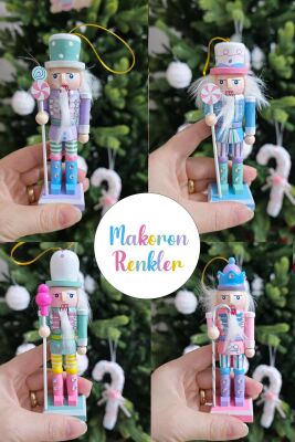 Makaron Renkler Kurşun Askerler 4lü Yılbaşı Kurşun Asker Figürleri Yılbaşı Ağaç Süsleri Nutcracker Masa Süsleri 4lü - 2