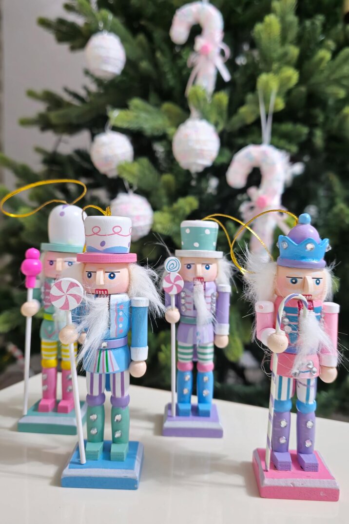 Makaron Renkler Kurşun Askerler 4lü Yılbaşı Kurşun Asker Figürleri Yılbaşı Ağaç Süsleri Nutcracker Masa Süsleri 4lü - 3
