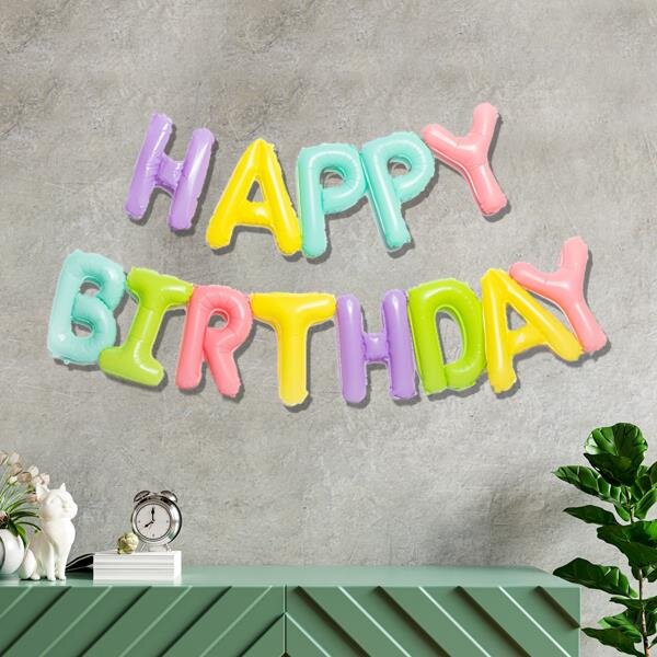 Makaron Renklerde Happy Birthday Yazılı Doğum Günü Balonu - 2
