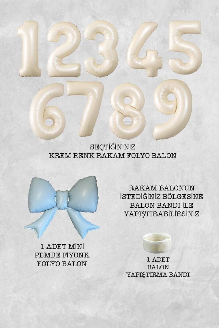 Mavi Fiyonk Balonlu Krem Yaş Balonlu Doğum Günü Balon Seti - 2