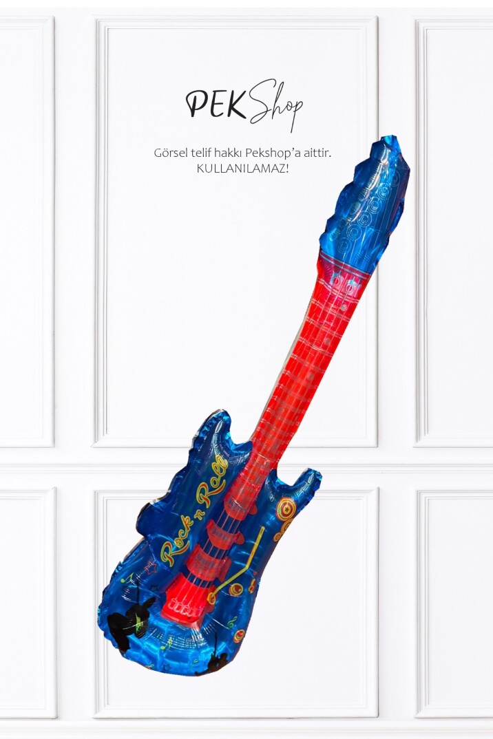 Mavi Gitar Folyo Balon Gitar Şekilli Balon Mavi - 1