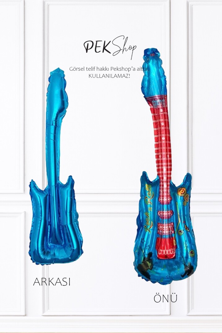 Mavi Gitar Folyo Balon Gitar Şekilli Balon Mavi - 2