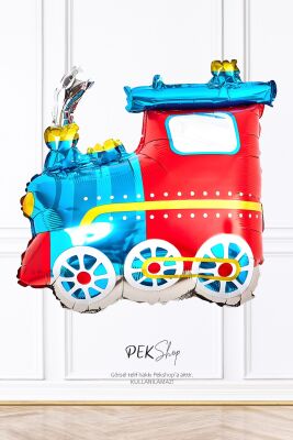 Mavi Kırmızı Tren Folyo Balon - 1