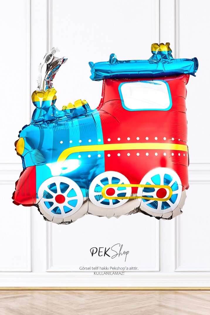 Mavi Kırmızı Tren Folyo Balon - 1