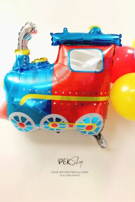 Mavi Kırmızı Tren Folyo Balon - 2