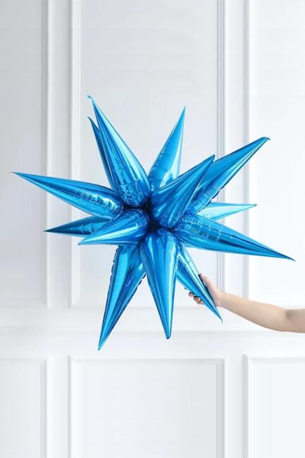Mavi Kutup Yıldızı Folyo Balon Tek Parça Büyük Kutup Yıldız Balon 27inç 70cm - 2