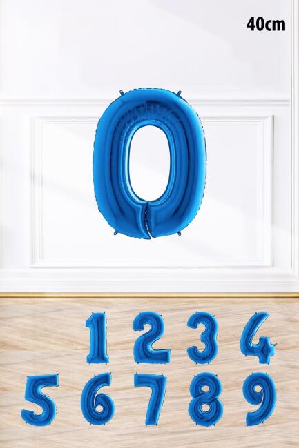 Mavi Renk Rakam Folyo Balon Mavi Yaş Balonu Sayı Balonlar 16 inç 40 cm - 2