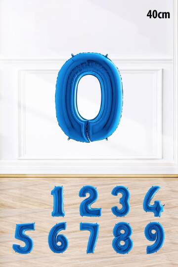 Mavi Renk Rakam Folyo Balon Mavi Yaş Balonu Sayı Balonlar 16 inç 40 cm - 2