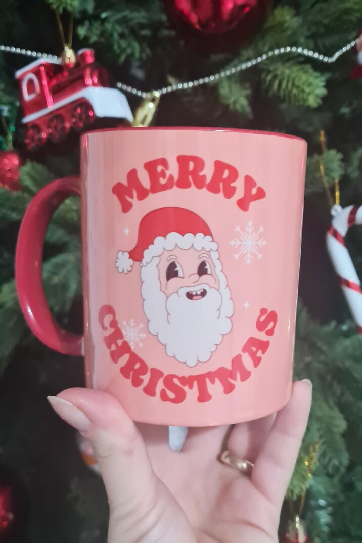 Merry Christmas Santa Yılbaşı Desenli Kırmızı Kupa Bardak - 2
