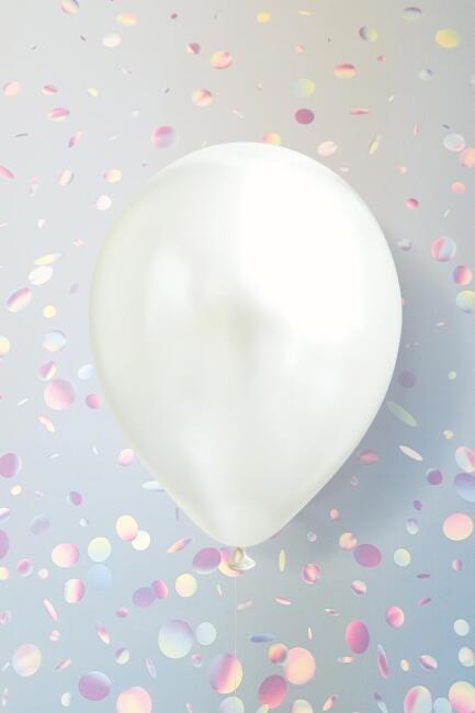 Metalik Beyaz Balon 12" 30 cm Metalik Balon 10lu Paket