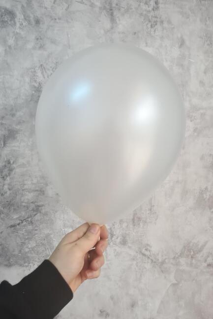 Metalik Beyaz Balon 12" 30 cm Metalik Balon 10lu Paket - 3