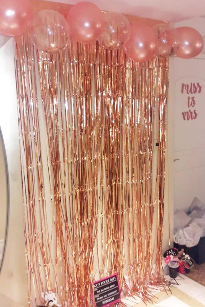 Metalize Fon Perde Kapı Perdesi Rose Gold Arka Fon Süs - 1