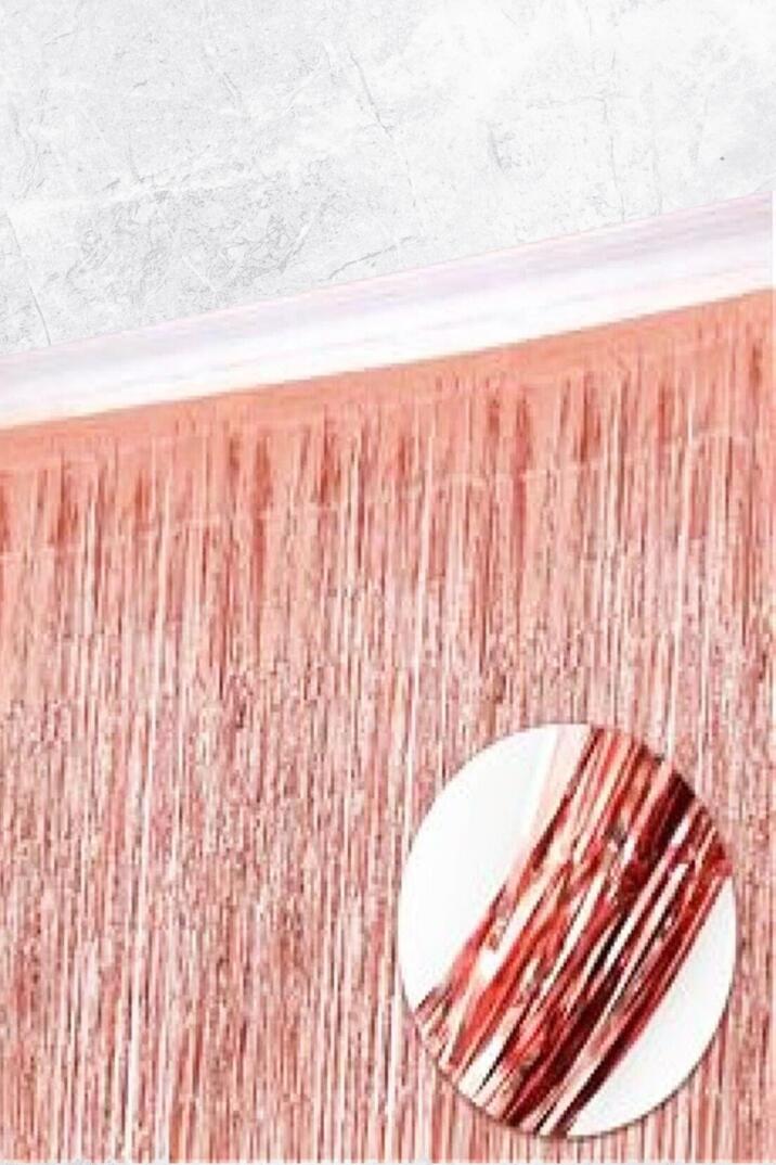 Metalize Fon Perde Kapı Perdesi Rose Gold Arka Fon Süs - 3