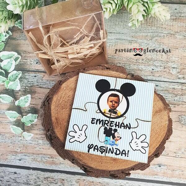 Mickey Mouse Konsept Ahşap Puzzle Magnet - 1