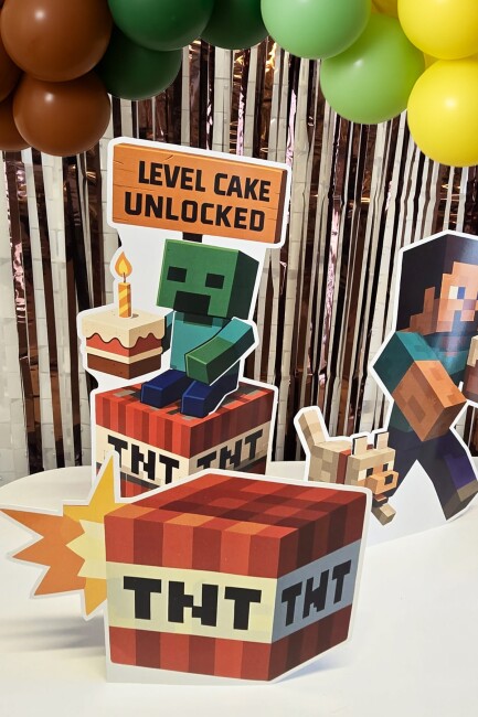 Minecraft Ayaklı Pano Seti Doğum Günü Masa Üstü Panolar - 3